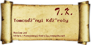 Tomcsányi Károly névjegykártya