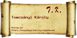 Tomcsányi Károly névjegykártya